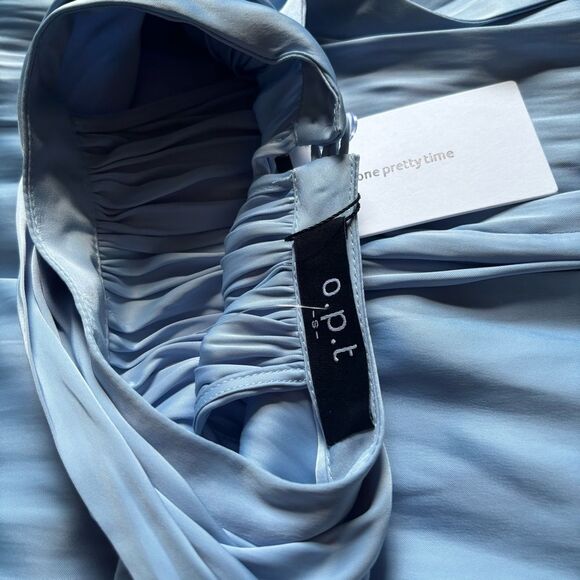O.P.T. Halter Maxi Dress | NWT | Satin Pleated Baby Blue| Size Small - Picture 9 of 9